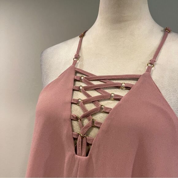 Charlotte Russe dusty Pink Strappy a-line mini Dress size medium - Picture 3 of 12